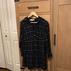 LOFT Petite Multicolor Plaid Dress